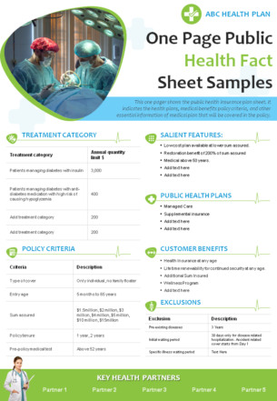 One page public health fact sheet samples presentation report infographic ppt pdf document