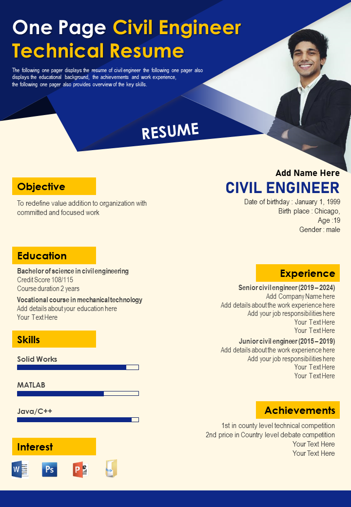 One page civil engineer technical resume