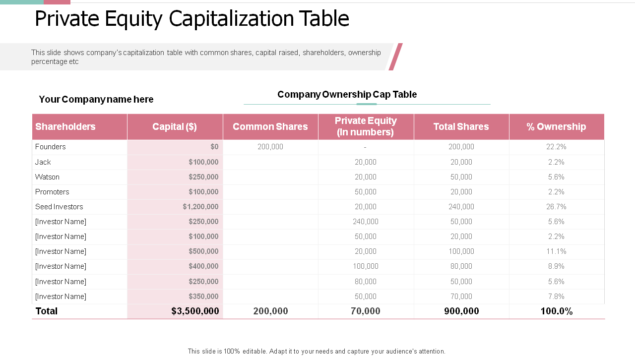 Private Equity Capitalization Table