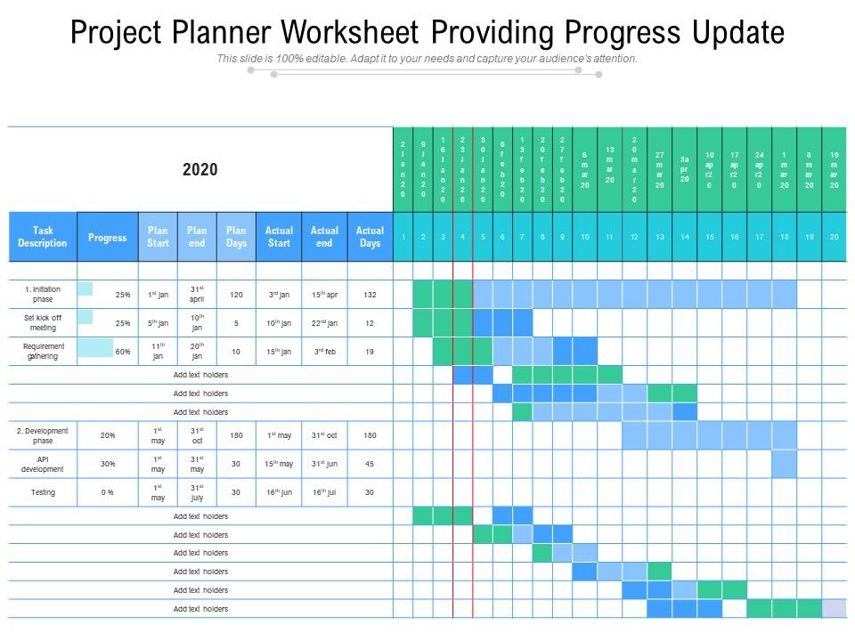 Progress Update Project Worksheet PPT Slide