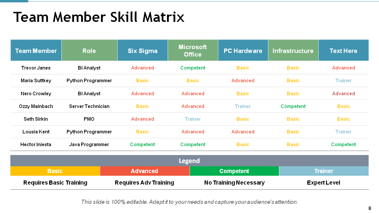 Team Member Skill Matrix