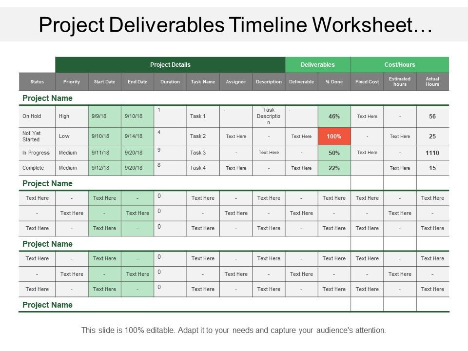 Timeline Project Worksheet PowerPoint Template