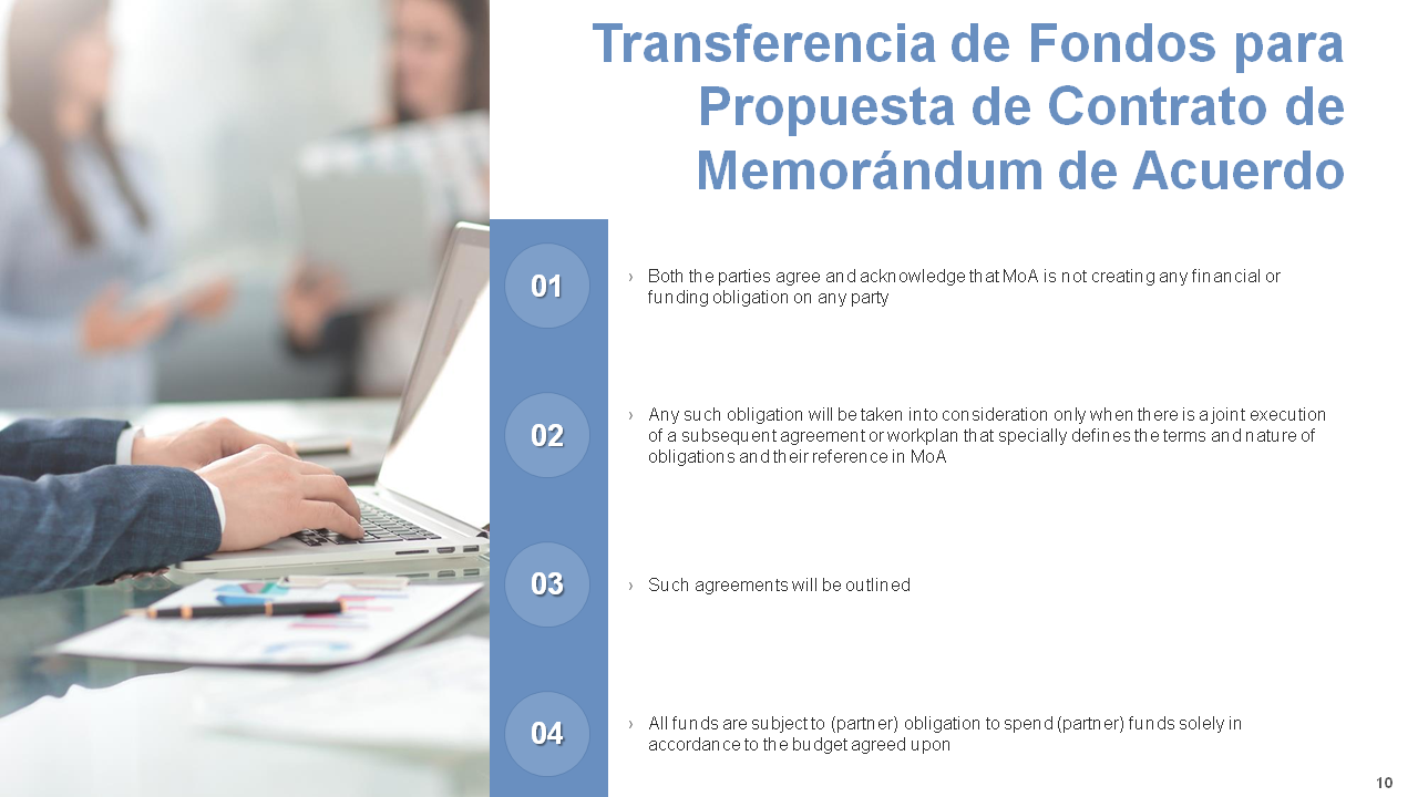 Transferencia de Fondos para Propuesta de Contrato de Memorándum de Acuerdo