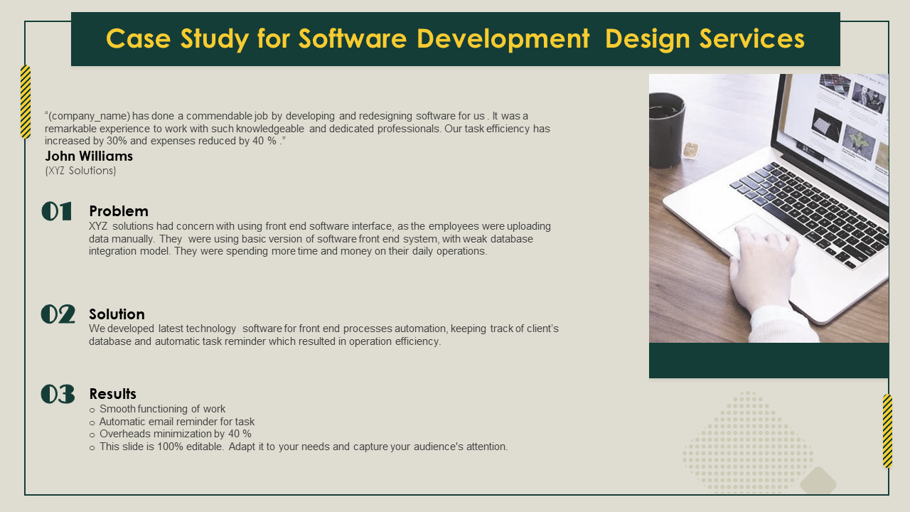 Case Study for Software Development Design Services PPT Template