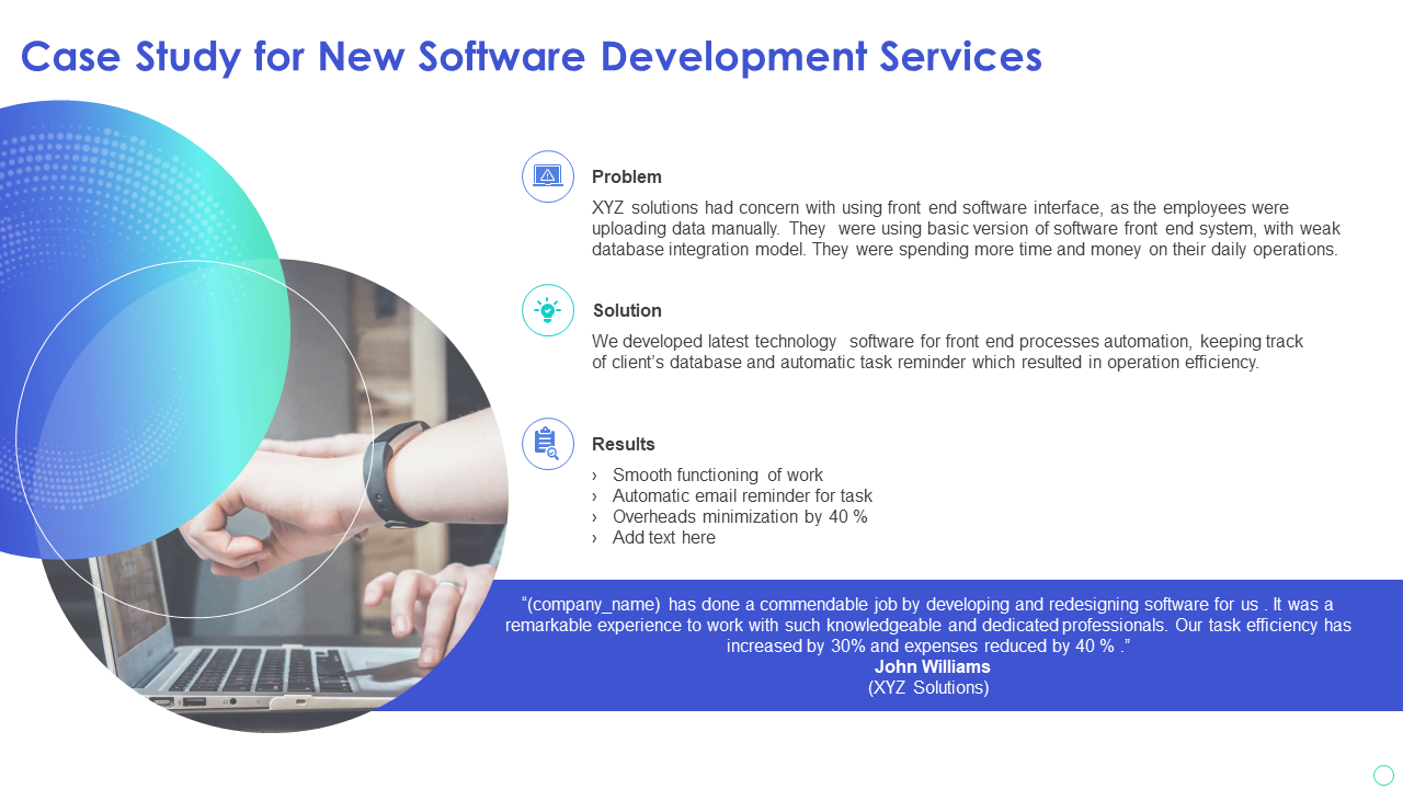 New Software Development Services Operation Efficiency Case Study Presentation