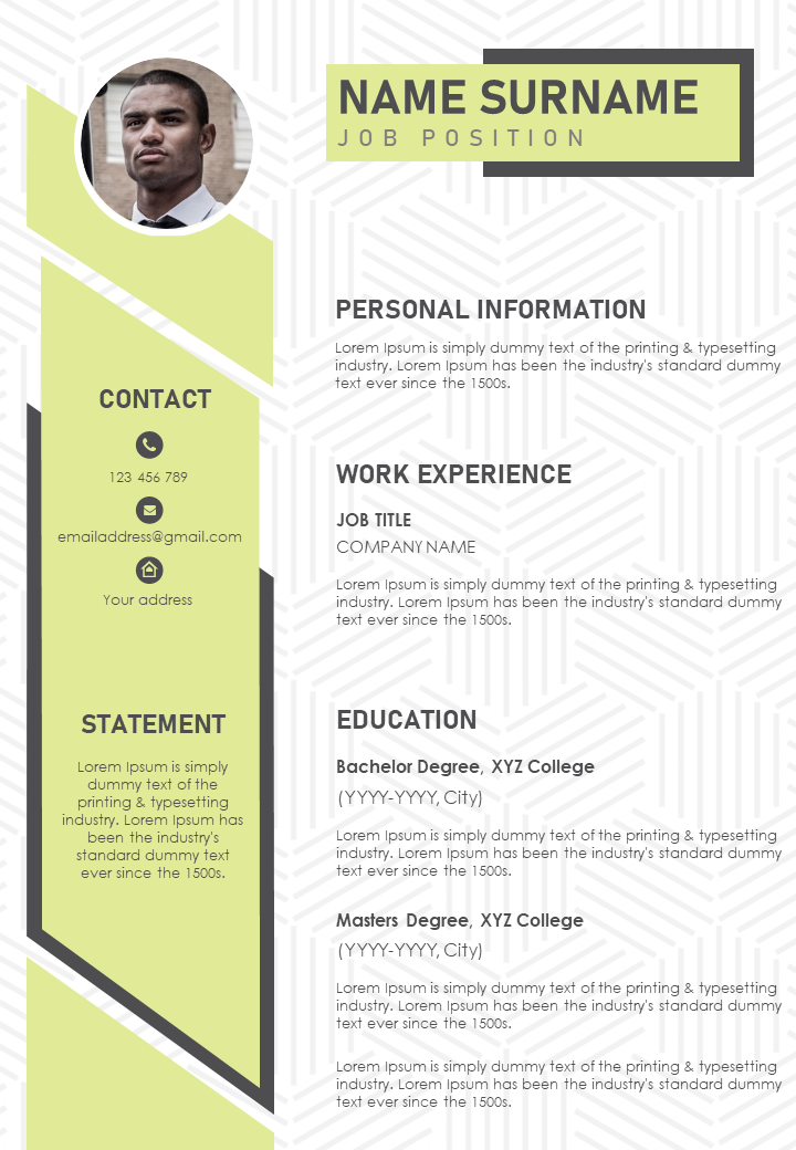 Personal Information Statement Summary PPT Template