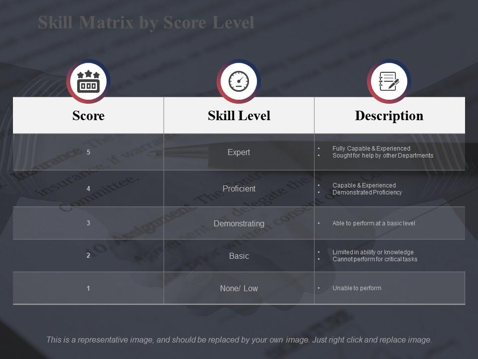 Skills Training Matrix by Score Level PPT Theme