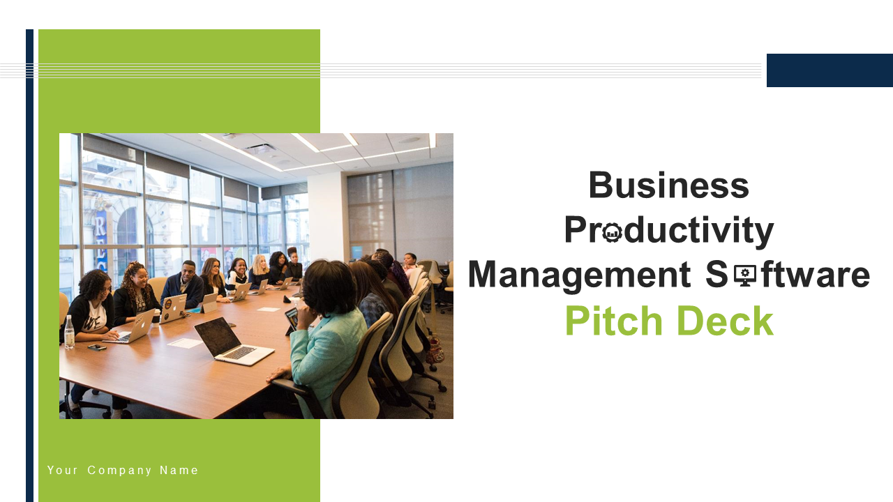 The Cover Slide of Business Productivity Management Software Pitch Deck 