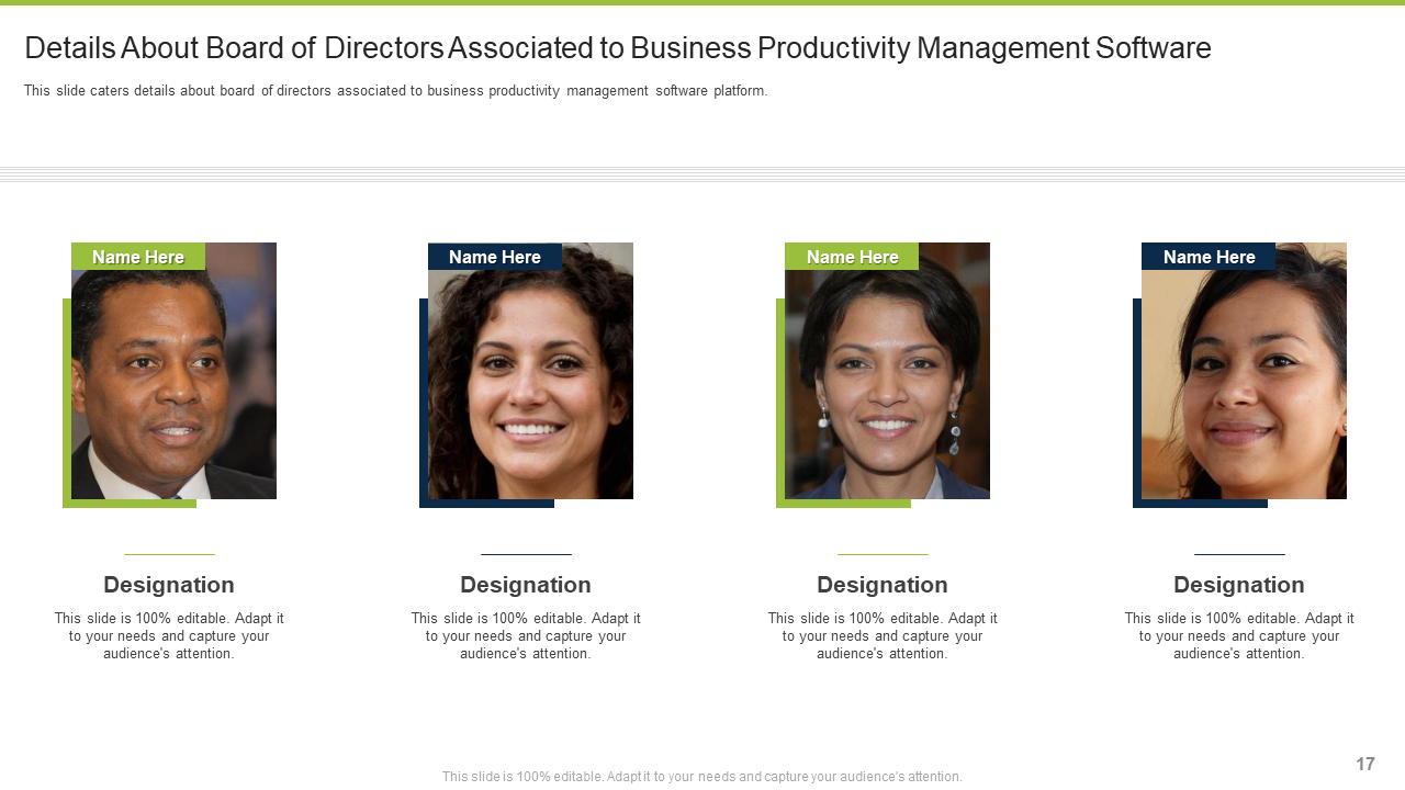 Board of Directors of Business Productivity Management Software Pitch Deck 