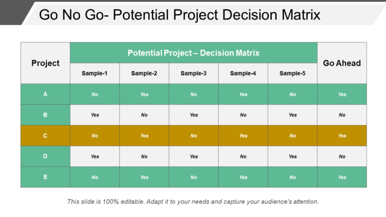 project decision matrix ppt template