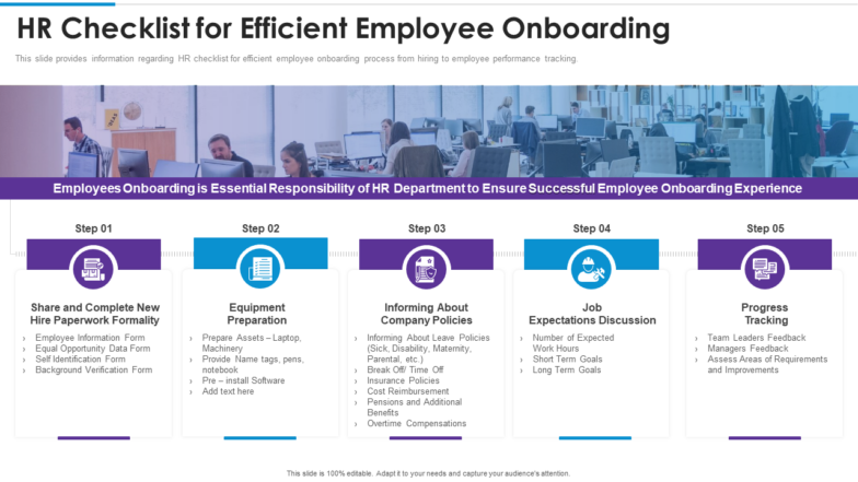 HR checklist for efficient employee onboarding training PPT template