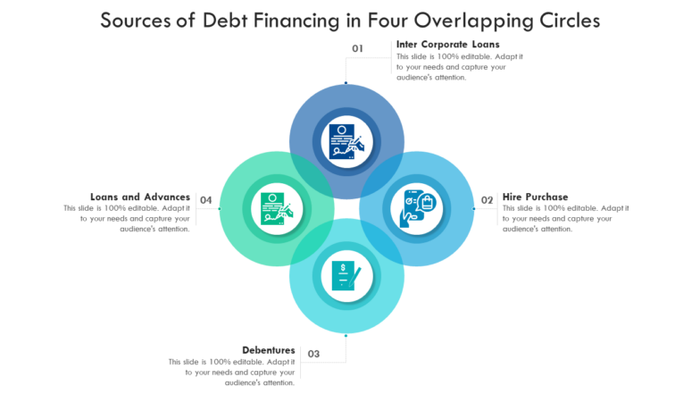 Sources of debt financing in four overlapping circles