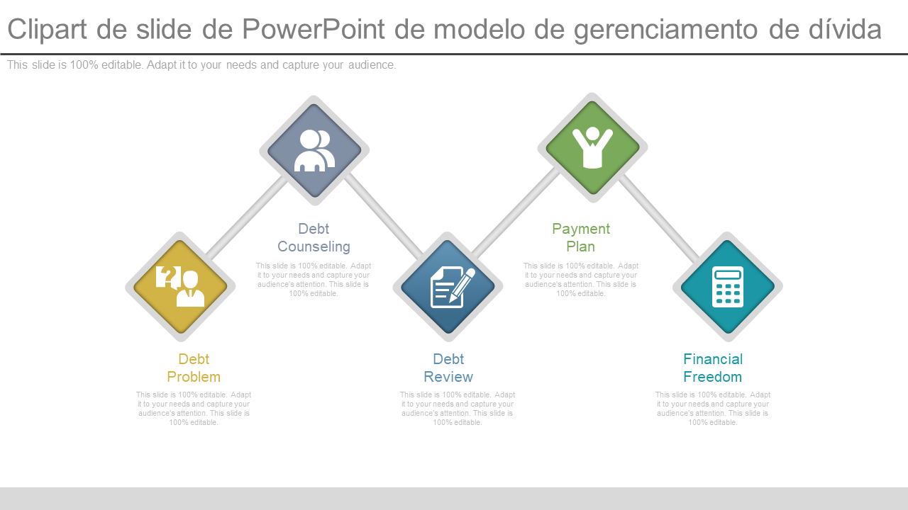 Clipart de slide de PowerPoint de modelo de gerenciamento de dívida