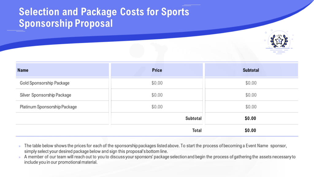 Cost Package for Sports Sponsorship PPT Slide