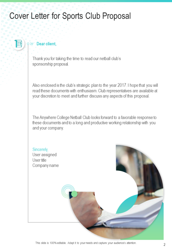 Cover Letter Template For Sports Club Proposal