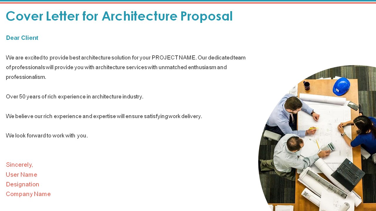 Cover Letter for Architecture Proposal PPT Layout