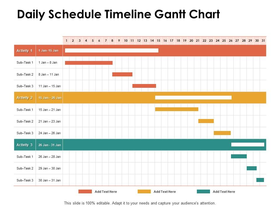Daily Schedule Timeline Chart PPT Template