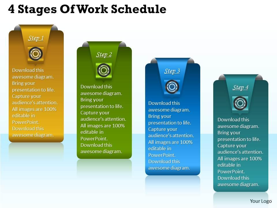 Four Stages of Work Schedule PowerPoint Template
