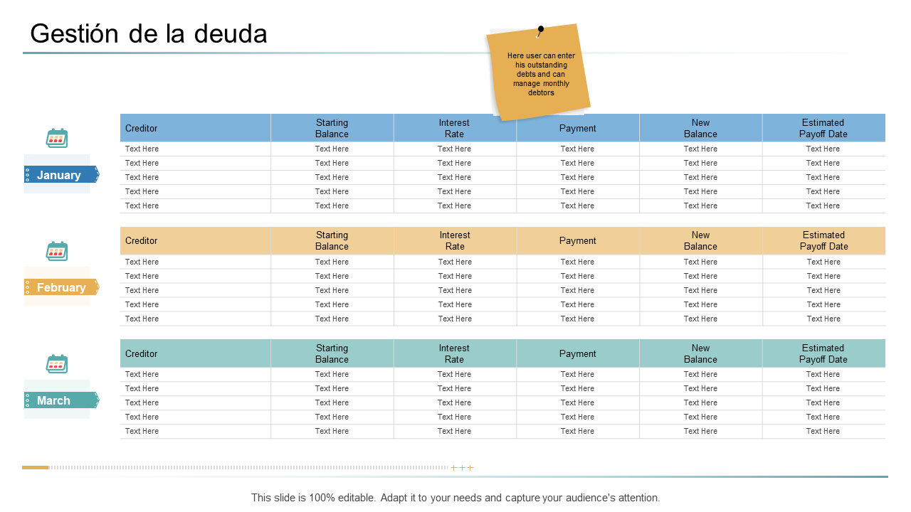 Iconos de ideas PPT de gesti&oacute;n de deuda de gesti&oacute;n organizativa