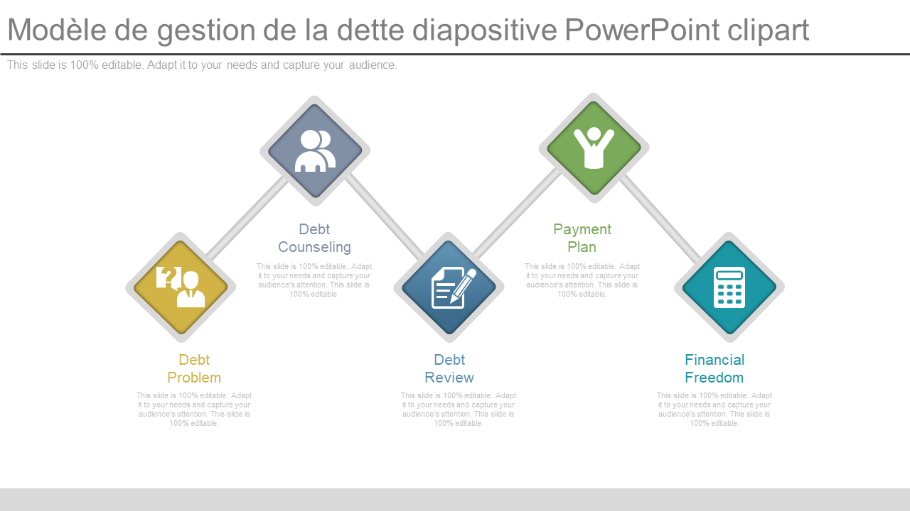 Modèle de gestion de la dette diapositive PowerPoint clipart