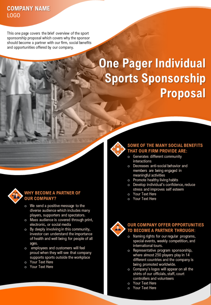 One Pager Sports Sponsorship PowerPoint Template