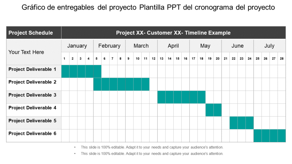 Plantilla PPT del cronograma del proyecto