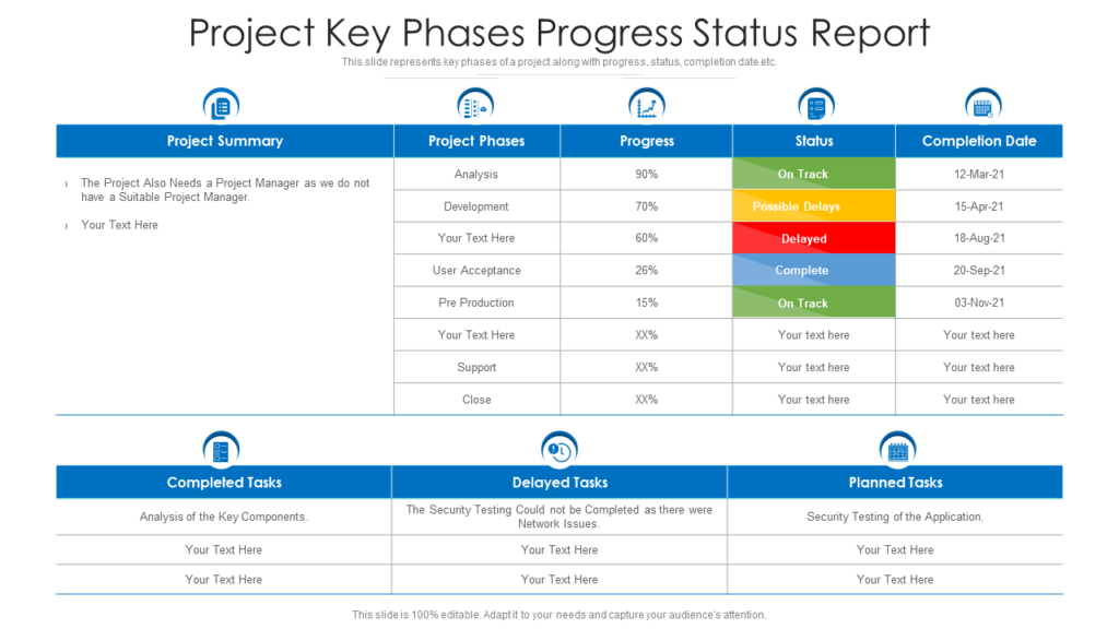 Progress Status Report PowerPoint Slide