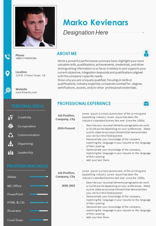 Resume for Job Application PPT Template