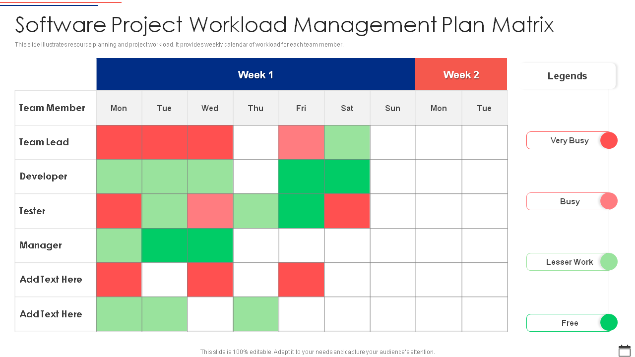 Software Project Workload Management Plan Matrix Template PPT