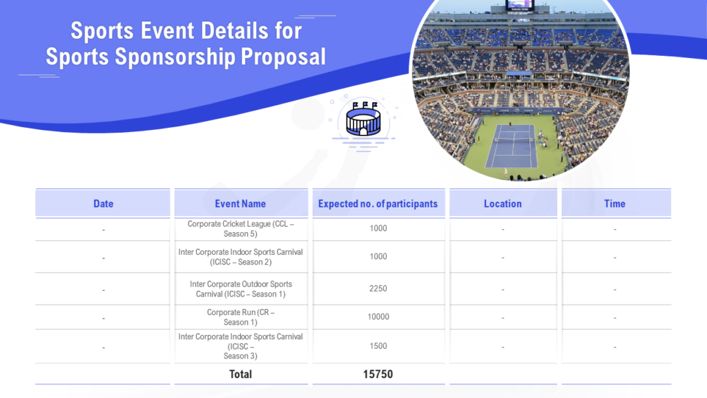 Sports Events Details Proposal PPT Slide