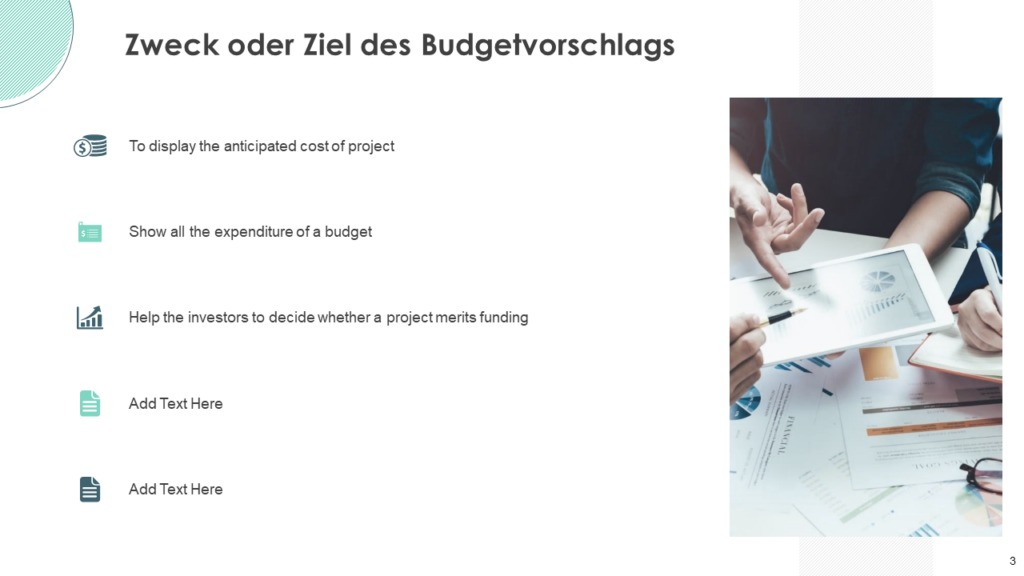 Zweck oder Ziel des Budgetvorschlags