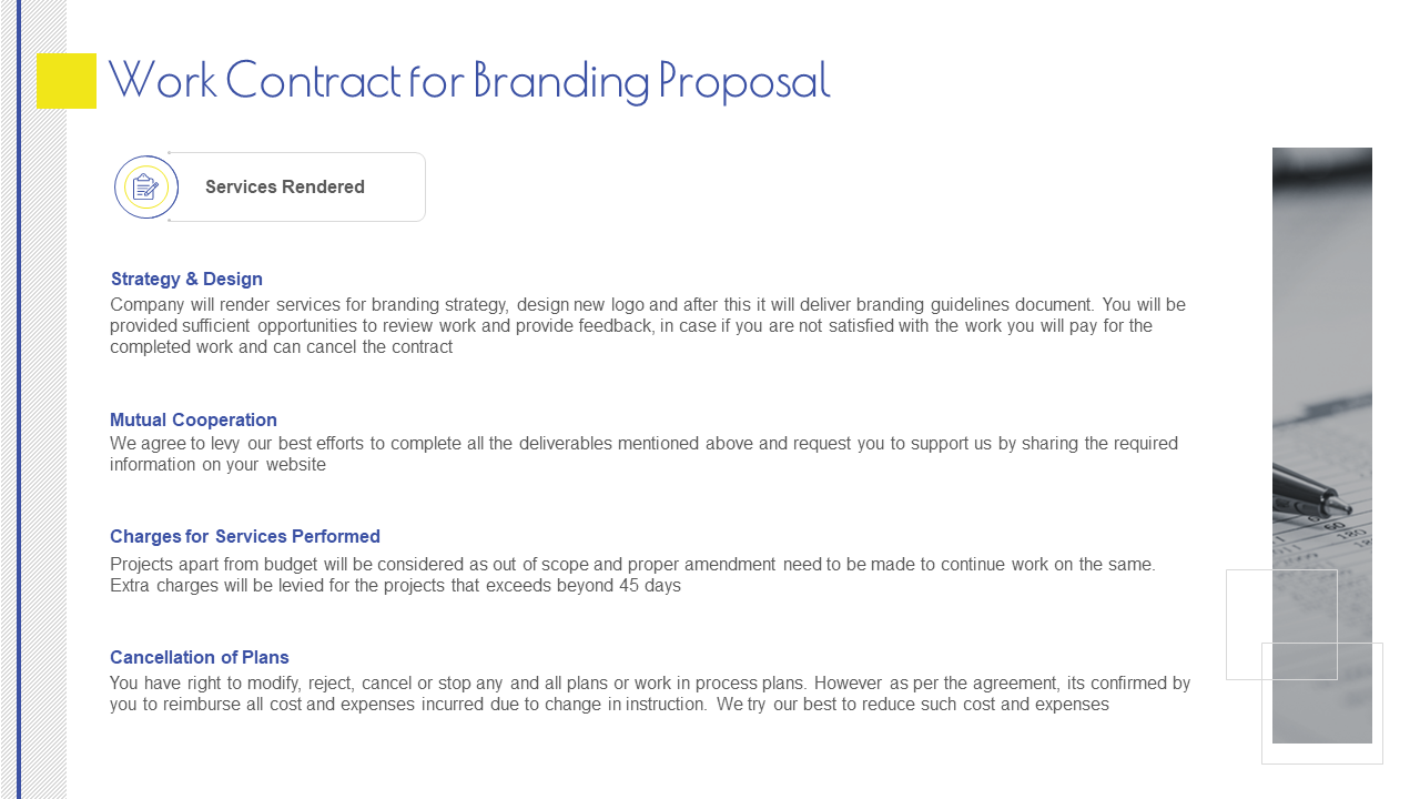 branding proposal template work contract for branding proposal ppt template