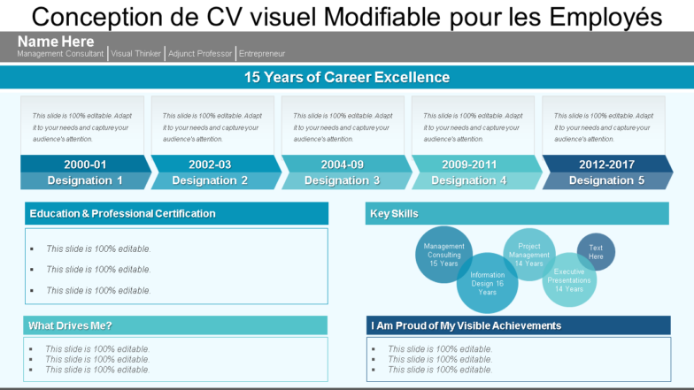 conception de cv de CV visuel modifiable pour les employés wd 