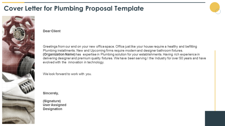 Cover Letter for Plumbing Proposal Template PPT