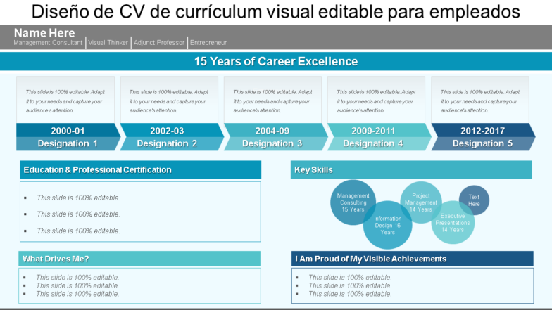 diseño de cv de currículum visual editable para empleados wd 