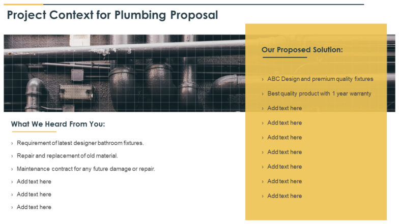 Project context for plumbing proposal ppt Template