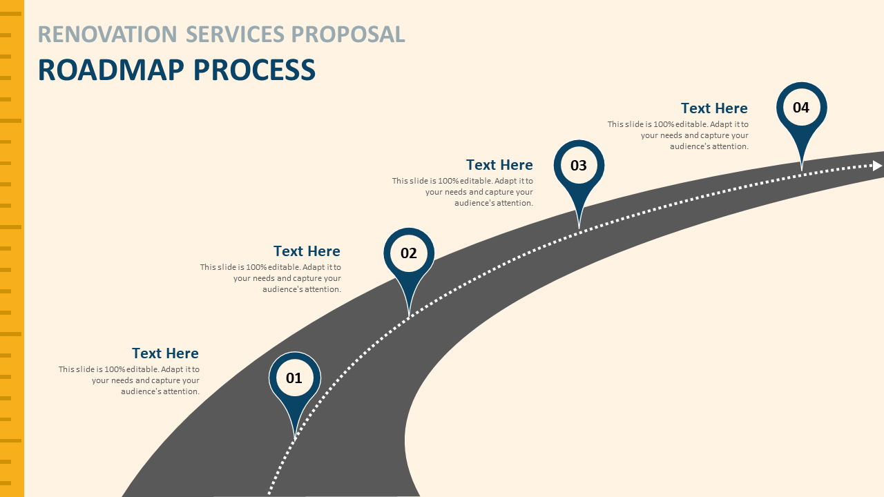 renovation services proposal roadmap process location ppt presentation slides wd