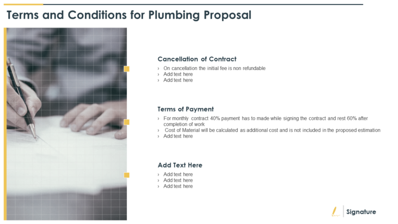 Terms and conditions for plumbing proposal ppt template