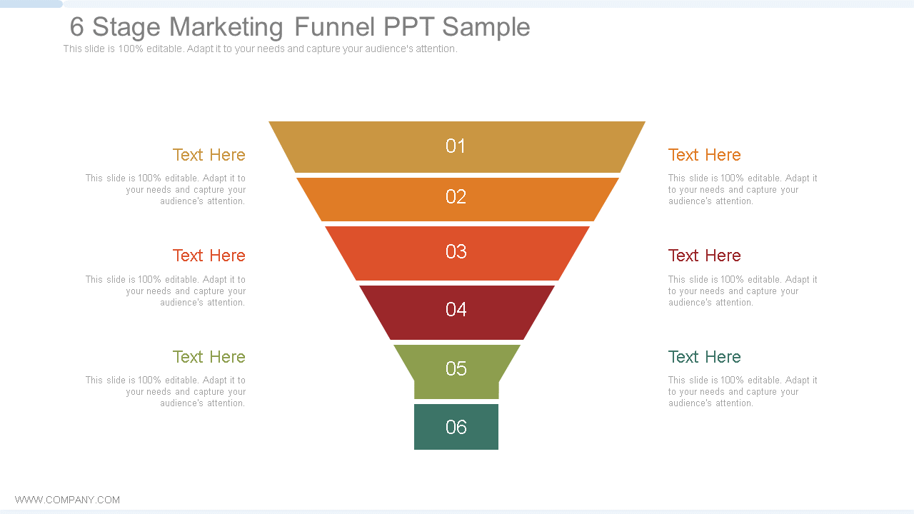 6 stage marketing funnel ppt sample wd 