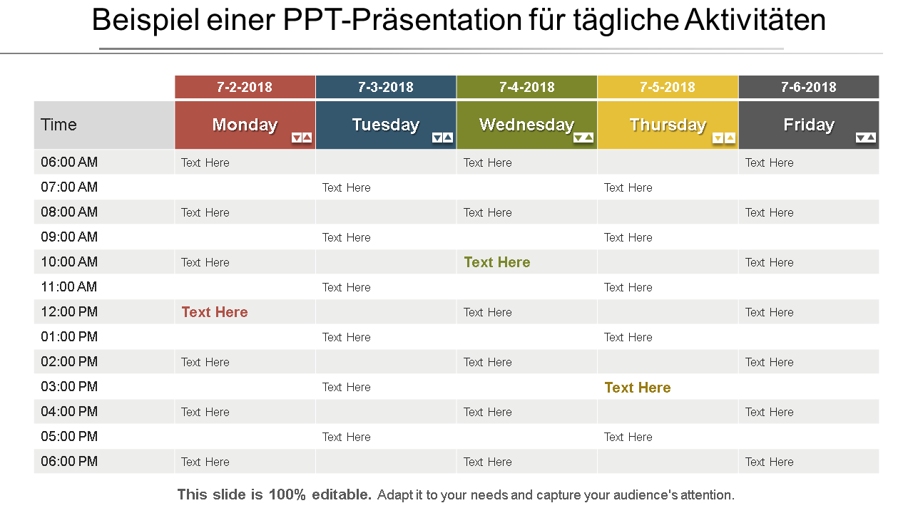 Tagesplan PPT-Layout