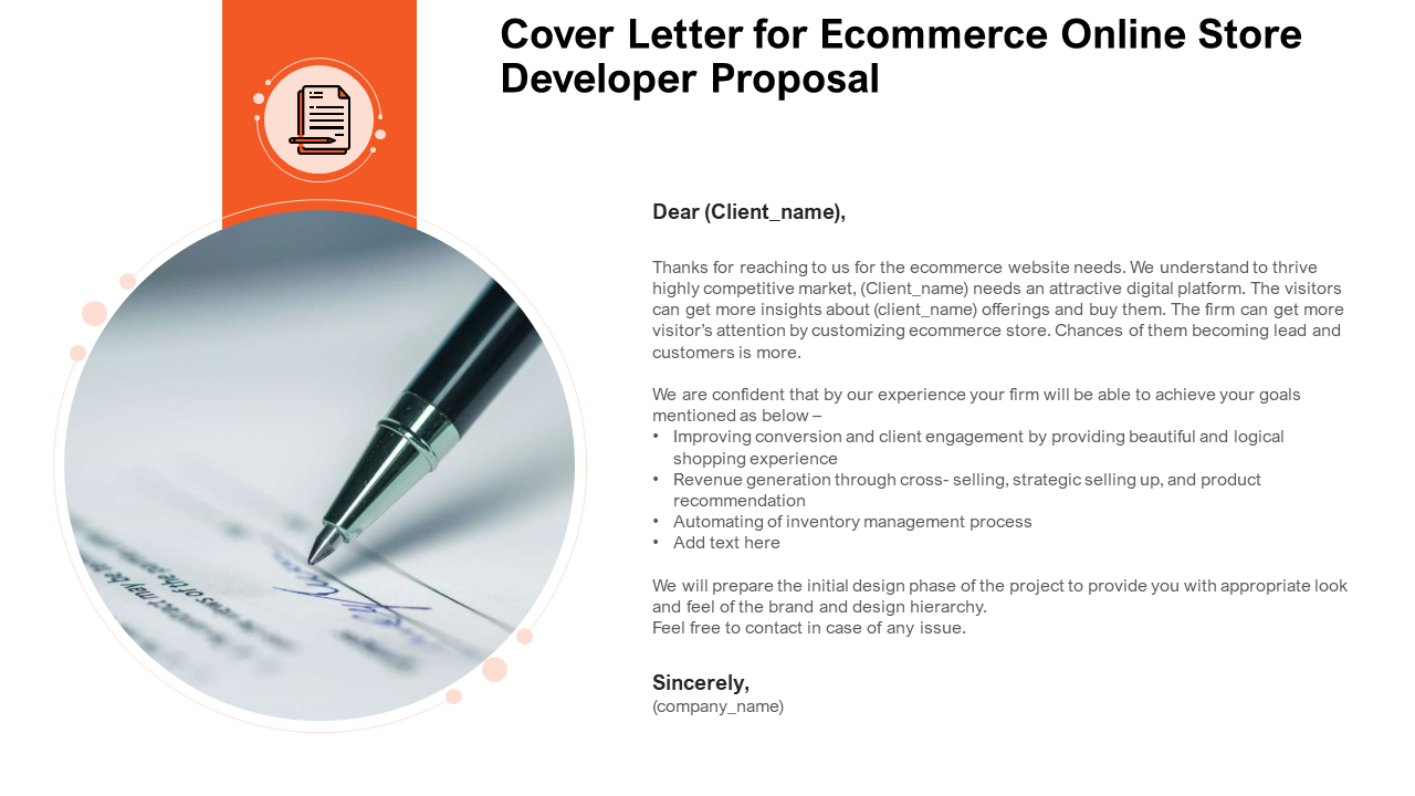 Cover Letter Design for E-commerce Online Store Developer