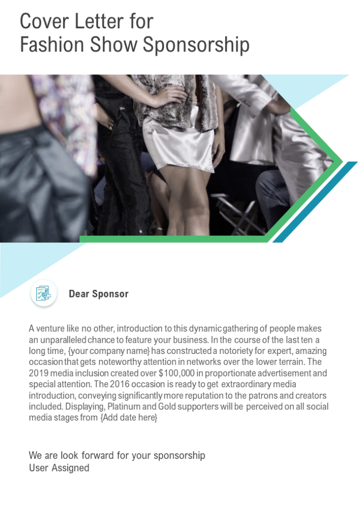 Cover Letter Fashion Show Sponsorship PowerPoint Diagram