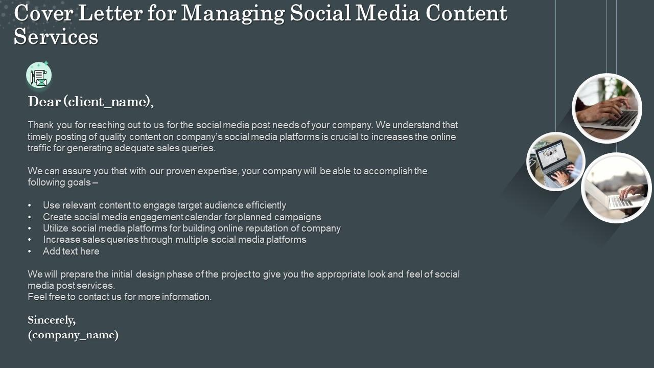 Cover Letter For Managing Social Media PPT Template