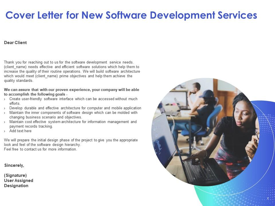 Cover Letter For Software Development Proposal PPT Template