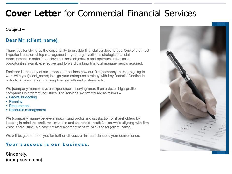 Cover Letter for Commercial Financial Services PowerPoint Presentation Outline Example