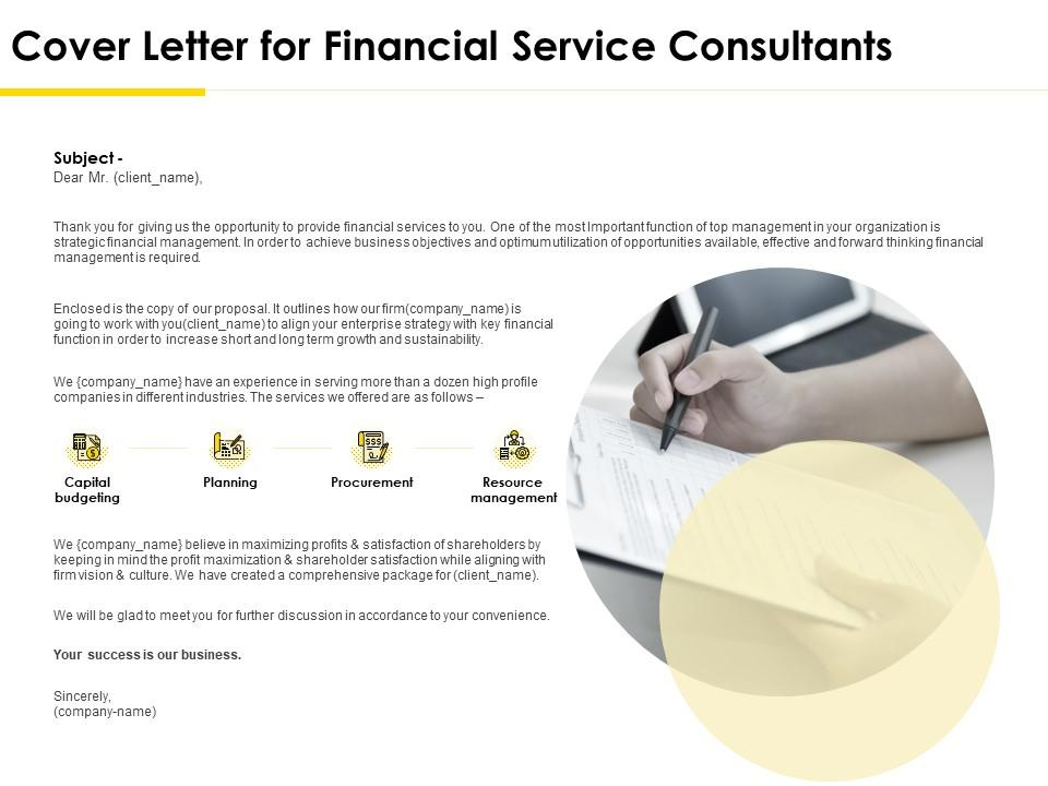 Cover Letter for Financial Service Consultants PowerPoint Topics