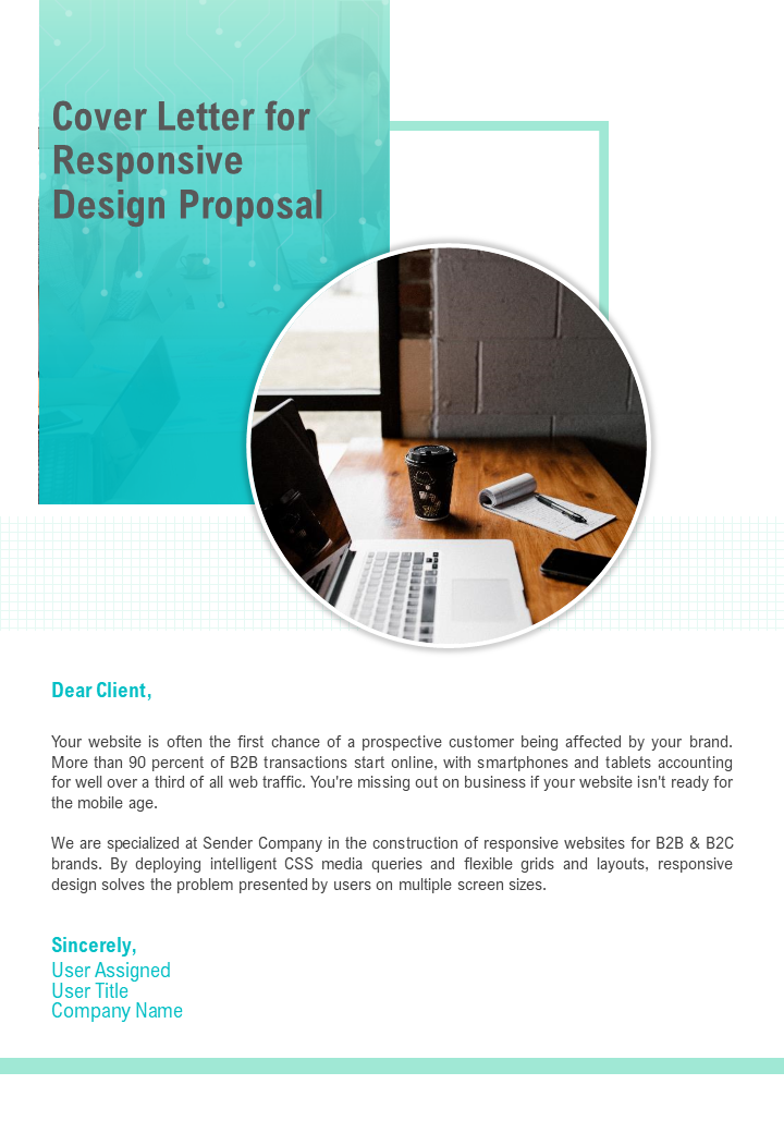 Cover Letter for Responsive Design Proposal One-Pager Sample Example Document