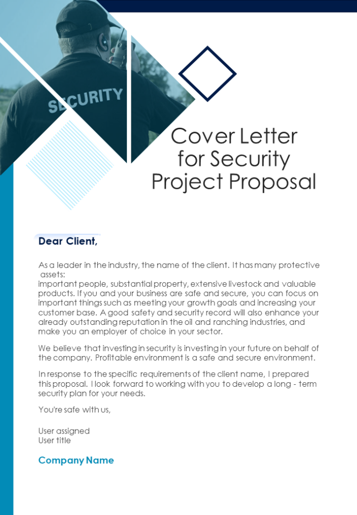 Cover Letter for Security Project Proposal Slide