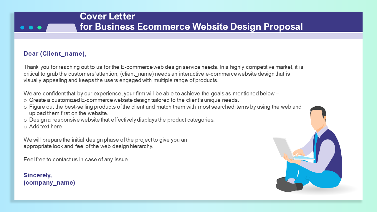 E-commerce Cover Letter Sample Template for Web Designing