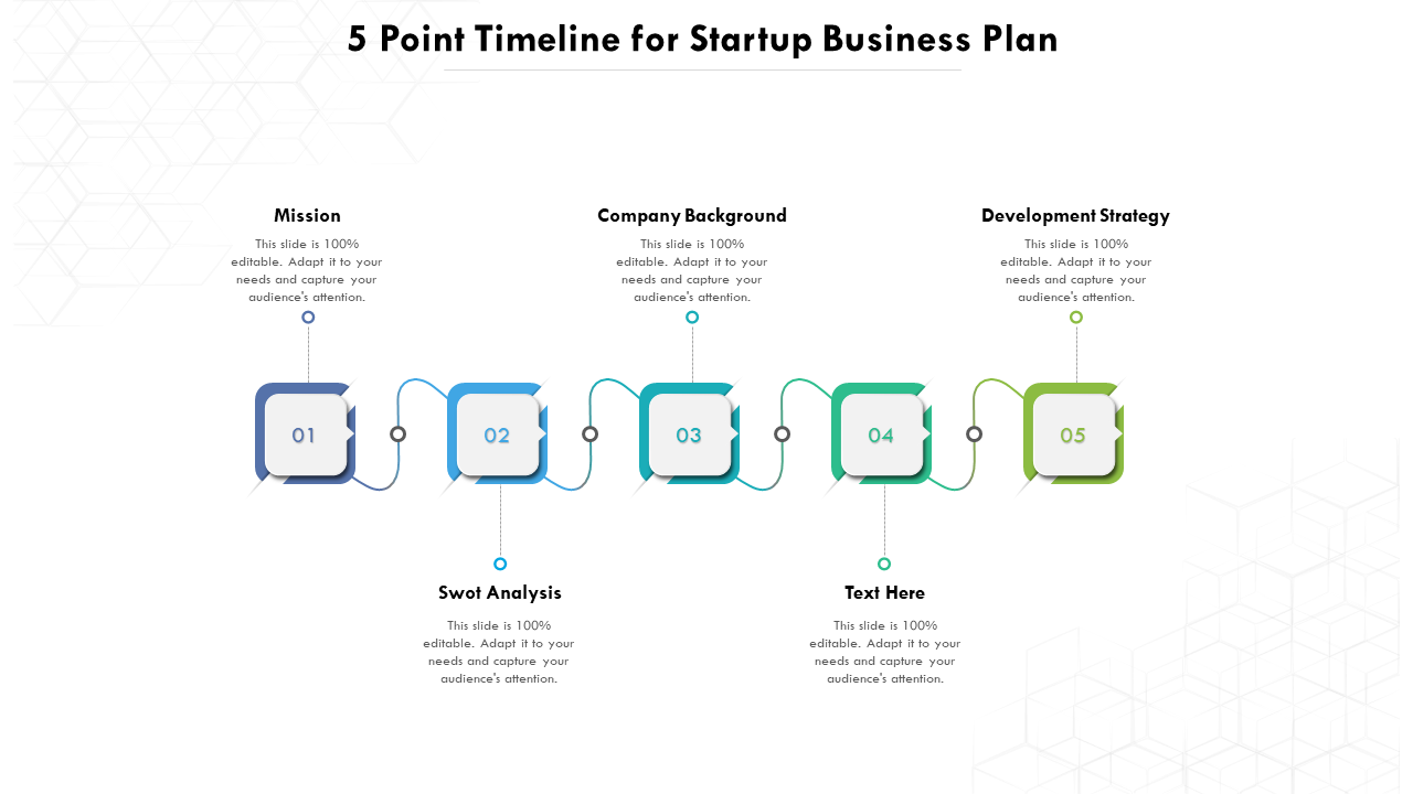 Five-Point Timeline Template For Startup Business Plan